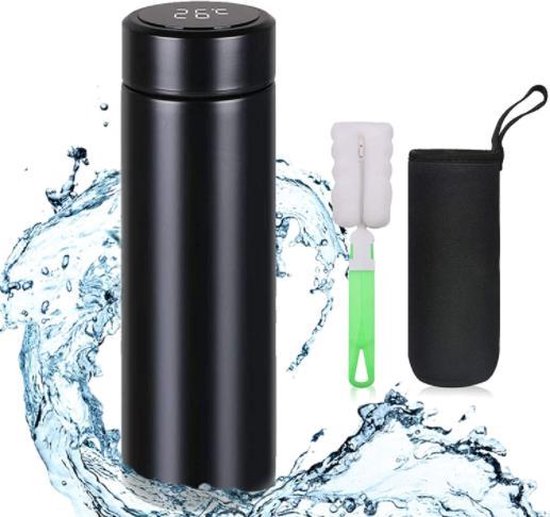 Thermosfles, 500 ml, waterfles met LED-temperatuurweergave, vacuüm- isolatiebeker, drinkfles van 304 roestvrij staal, lekvrij, BPA-vrij, voor thuis, kantoor, reizen
