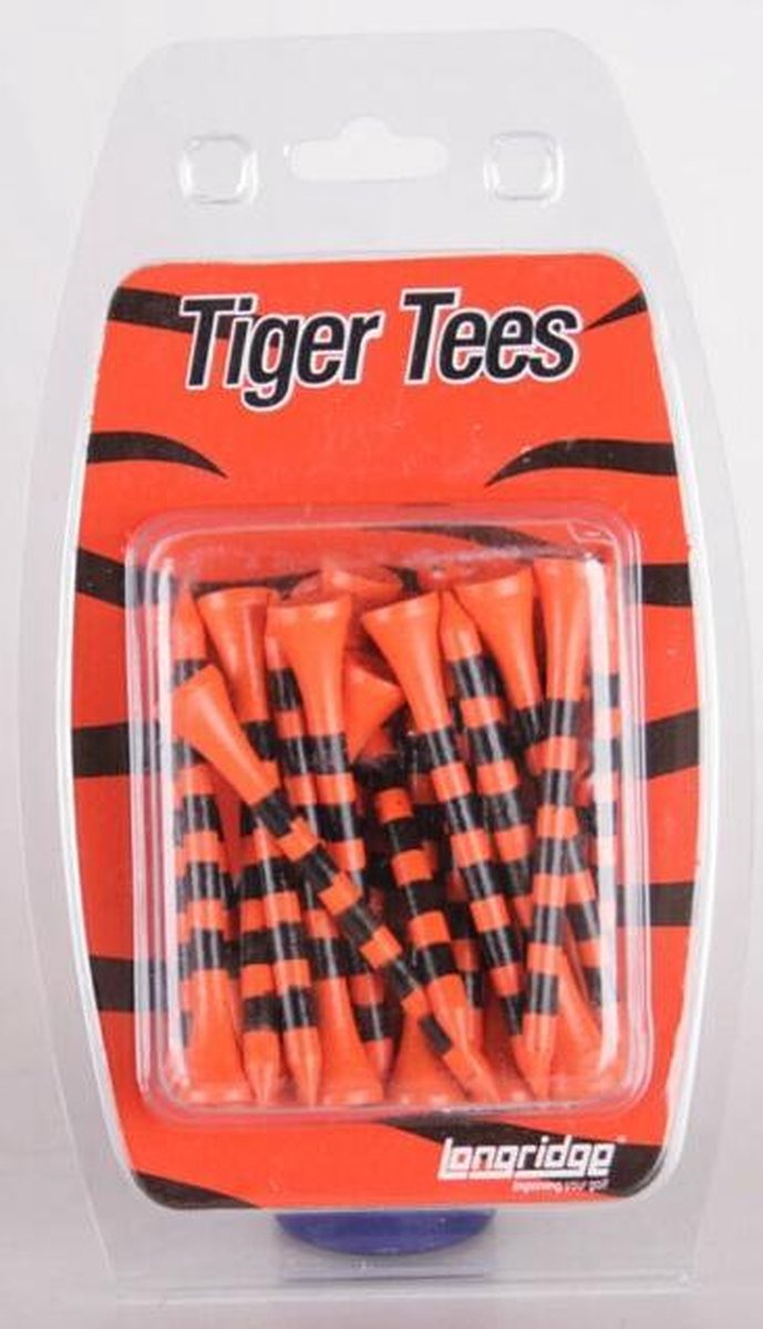Golfpresentjes-Houten Tiger Tees, 30 stuks, 69 mm-Golfcadeau-cadeau-golftees-golfaccessoires
