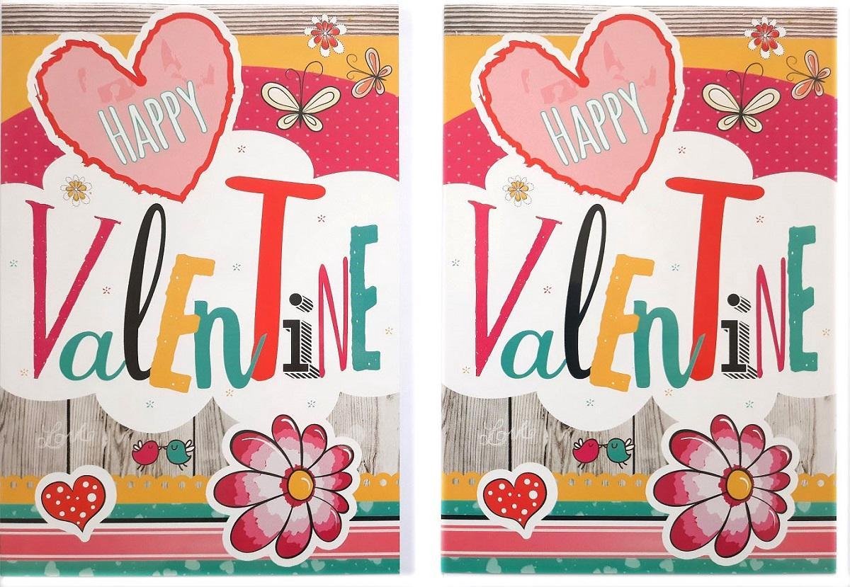 2 Wenskaarten - Valentijnskaarten - Happy Valentine - 12 x 17 cm - VAL-004