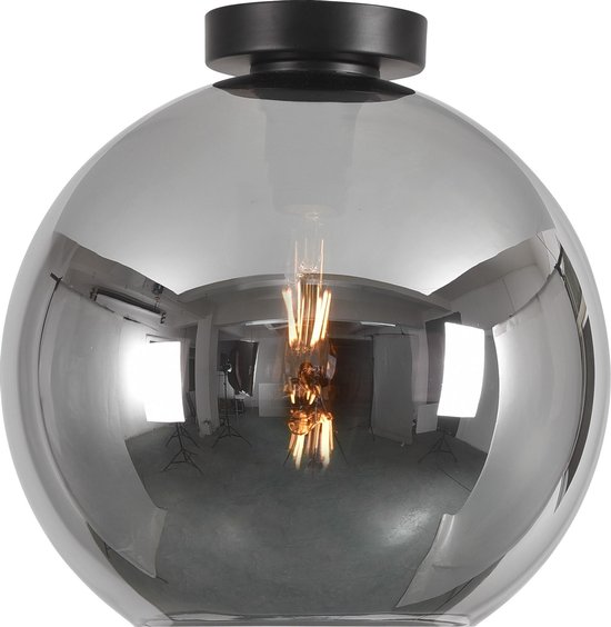 Plafondlamp Marino 30cm Titan - Ø30cm - E27 - IP20 - Dimbaar > plafoniere spiegel smoke glas | plafondlamp spiegel smoke glas | plafondlamp eetkamer spiegel smoke glas | plafondlamp keuken smoke glas | led lamp smoke glas | sfeer lamp smoke glas
