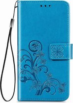 Klavertje vier blauw agenda wallet case hoesje Samsung Galaxy A12