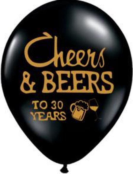 Ballon 30 jaar Cheer and Beers, 10 stuks kindercrea
