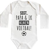 Romper - Ssst.. Papa & ik kijken voetbal! - maat: 50/56 - lange mouw - baby - papa - romper papa - rompertjes baby - rompertjes baby met tekst - rompers - rompertje - rompertjes - stuks 1 - w