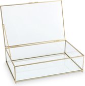 vtwonen Glazen Opbergdoos Vitrine - Goud 21 x 33 x 9 cm.