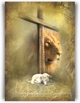 Poster A3 - kruis leeuw en lam - Bijbel - Christelijk - Majestic Ally - 1 stuk