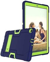 Hoes Geschikt voor Samsung Galaxy Tab A 10.1 Hoes (2019) Armor Kickstand Case - Blauw / Groen