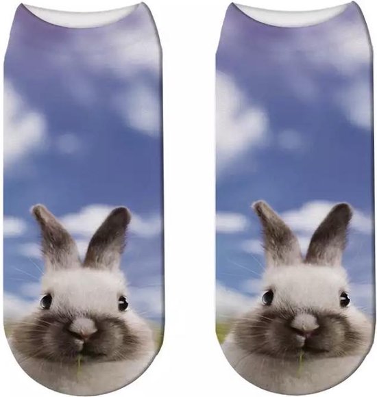 Enkelsokken Konijn - Fotoprint - Unisex Maat 36-41