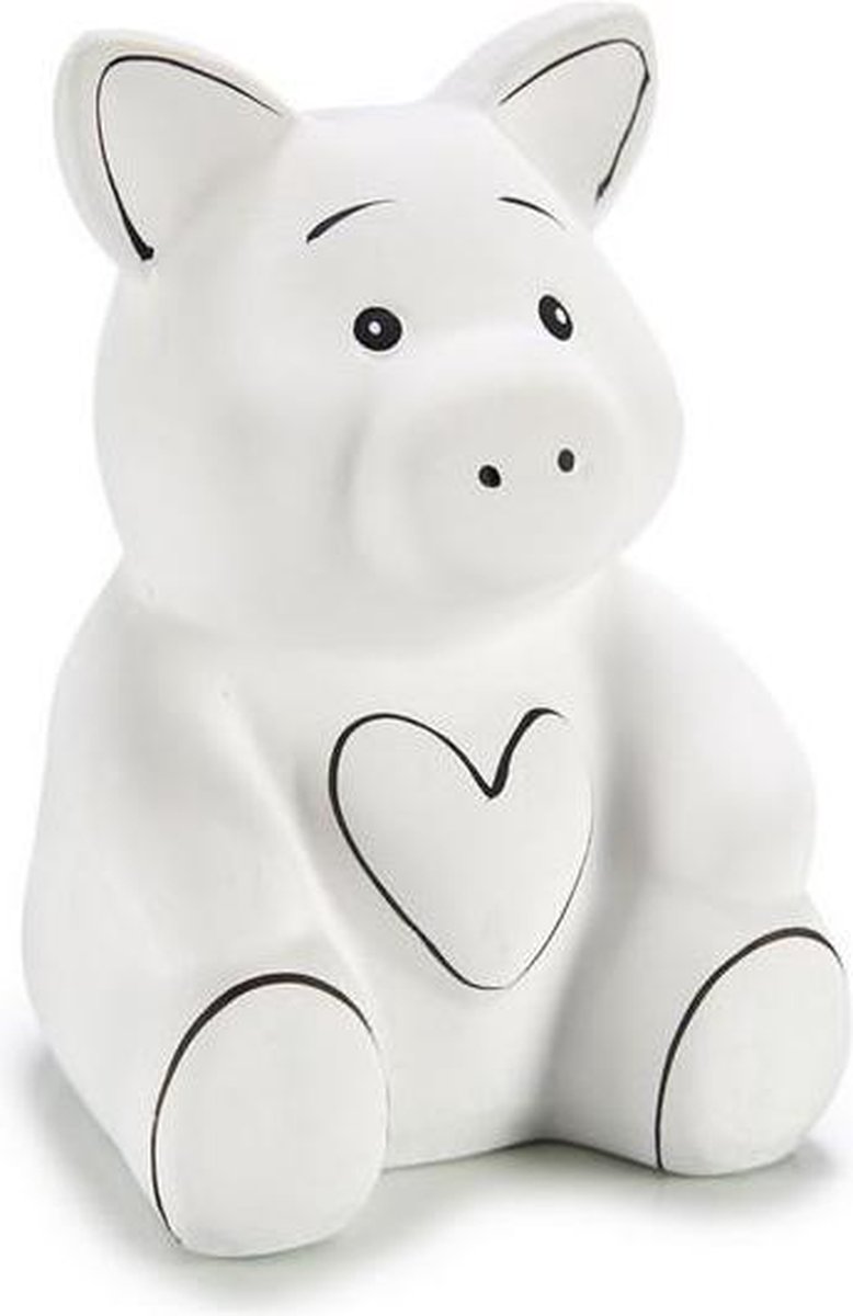 Keramiek Spaarpot Varken met Hart (10 x 13 x 9 cm)