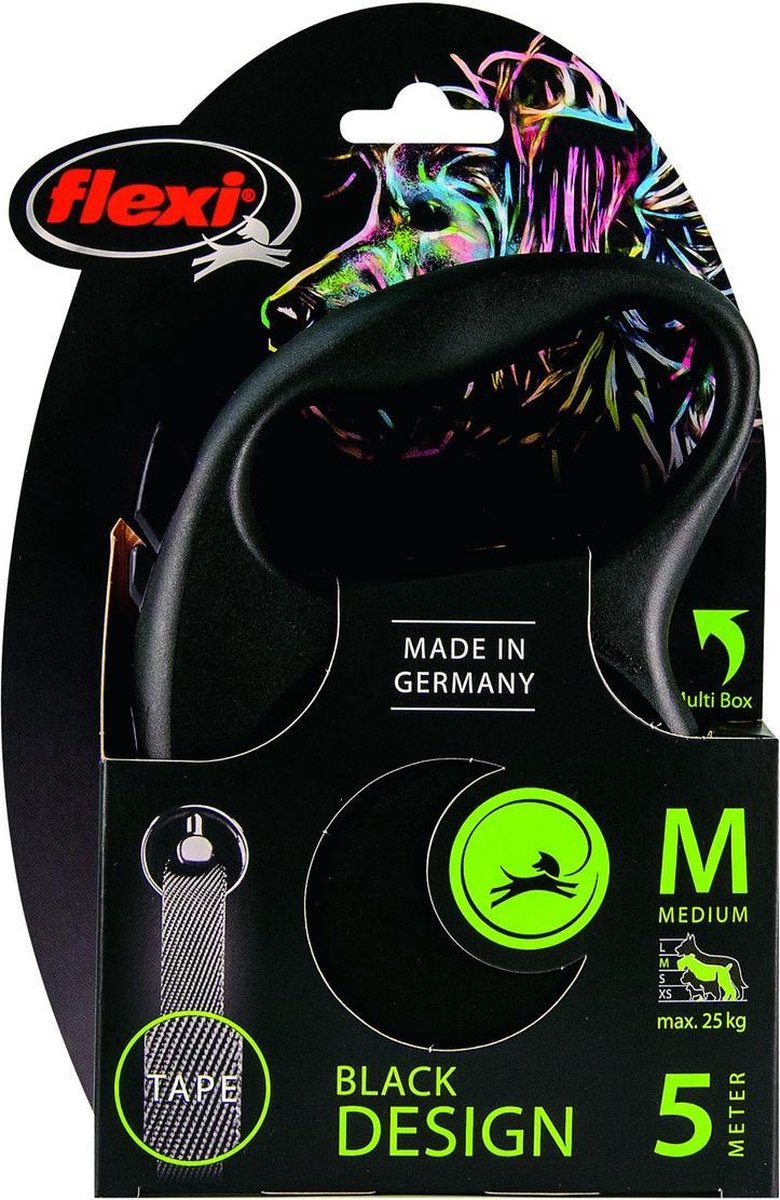 Flexi Black Design - Rollijn Hondenriem - M - 5 m - Middelgrote Honden thumbnail 3