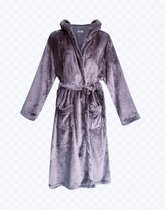 Dames fleece badjas met zakken en capuchon L 38-40 paars
