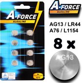 A-Force Powerfull Knoopcel Batterij AG13 / LR44 / A76 / L1154 - 8 stuks -  Knoopcel... | bol.com