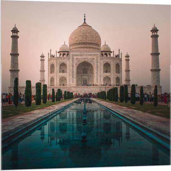 Acrylglas - Moskee Taj Mahal  - 80x80cm Foto op Acrylglas (Wanddecoratie op Acrylglas)