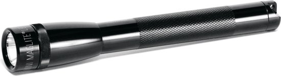Zwarte Maglite zaklamp met een geribbelde grip.