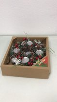 Kunst kerstkrans  30CM 4 kaarsenhouders