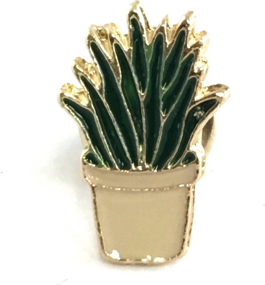 Cactus Vetplant Bloempot Emaille Pin 1.4 cm / 2.1 cm / Beige Groen Goud