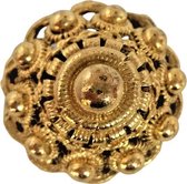 Broche bolle zeeuwse knop verguld met echt goud, doorsnede 3 cm