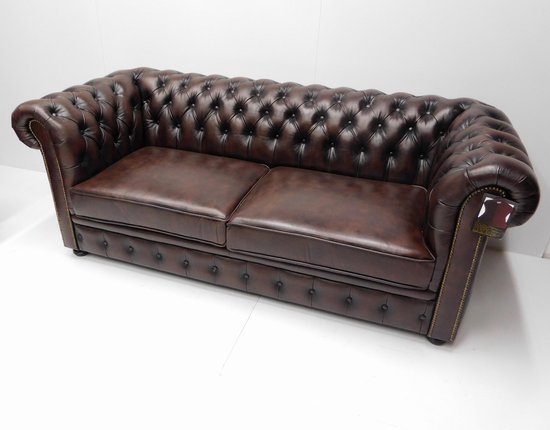 Fauteuil Chesterfield chesterfield SPRINGFIELD - 3 places avec 2 coussins - Cuir  Marron | bol