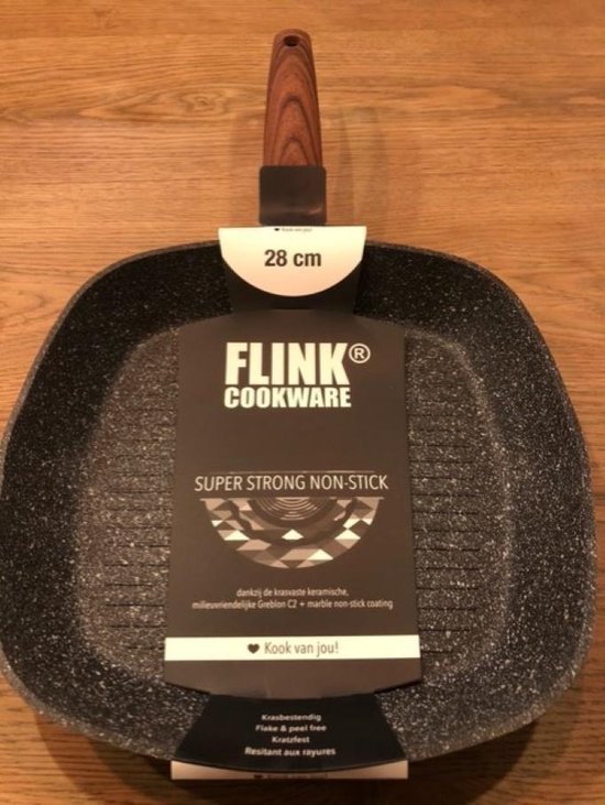 Flink Cookware Grillpan - 28 cm - Super Strong Non Stick - Ergonomische  handgreep | bol.com