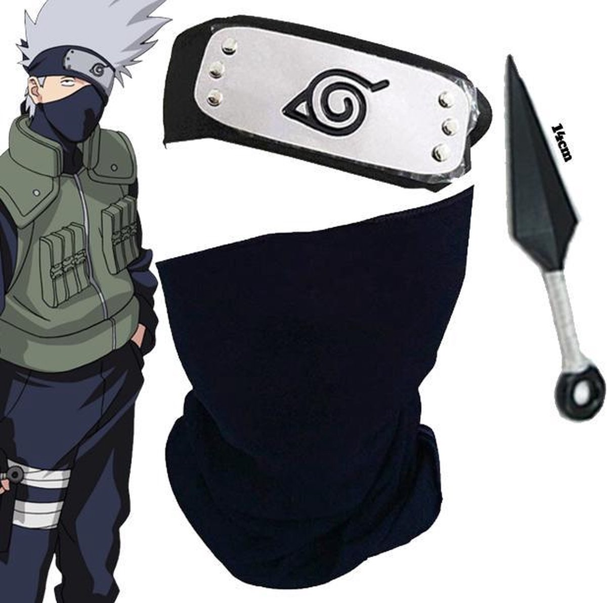 Bandeau Naruto + écharpe Col + fléchettes - Kakashi - Déguisements - Anime  - Feuille... | bol.