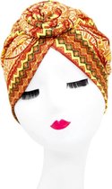 Cabantis Indische Arabische - Hoofddeksel - Tulband - Muts - Hijab - 26cm - Zwart-Oranje-Rood