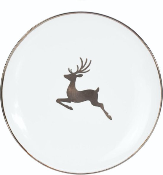 Decor Decorline - Set borden van harde en herbruikbare kunststof, 20 stuks/voor 10 personen - rand - wit/goud - diner- en dessertborden - 2 maten (10 x 26 cm en 10 x 21 cm
