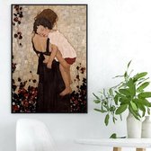 Allernieuwste Canvas Schilderij Gustav Klimt Moeder en Kind - HD Kunst Reproductie - Poster - 60 x 80 cm - Kleur