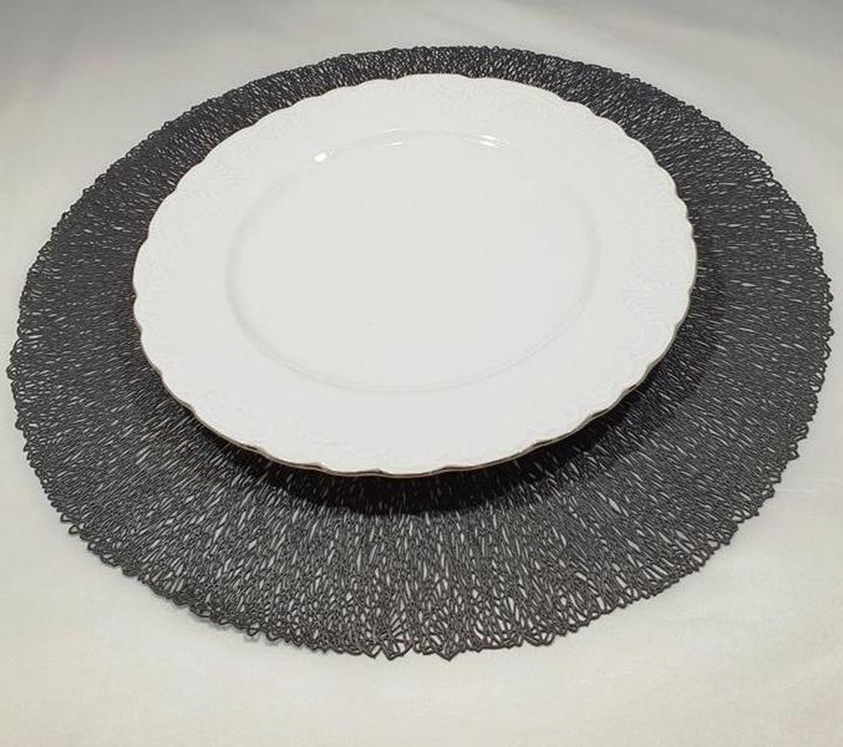 Zwarte Placemat Rond Coral Black Zwart Decoratie 38cm rond
