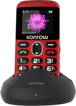 Konrow Senior RED DUAL SIM 2G TELEFOON BLUETOOTH CAMERA SOS BUTTON RADIO ROT