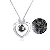 Semyco® - Magische ketting - 100 talen ik hou van jou - Zilver hartje Zirkonia - Moederdag ketting