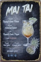 Wandbord – Mai tai - Vintage Retro - Mancave - Wand Decoratie - Emaille - Reclame Bord - Tekst - Grappig - Metalen bord - Schuur - Mannen Cadeau - Bar - Café - Kamer - Tinnen bord