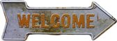 Wandbord – Welcome rechts - Vintage Retro - Mancave - Wand Decoratie - Emaille - Reclame Bord - Tekst - Grappig - Metalen bord - Schuur - Mannen Cadeau - Bar - Café - Kamer - Tinne