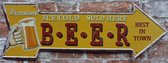 Wandbord – Beer rechts - Vintage Retro - Mancave - Wand Decoratie - Emaille - Reclame Bord - Tekst - Grappig - Metalen bord - Schuur - Mannen Cadeau - Bar - Café - Kamer - Tinnen b