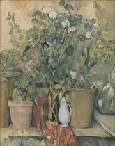 Paul Cézanne, Pots en terre cuite et fleurs, 1891–1892 op canvas, afmetingen van dit schilderij zijn 60 X 100 CM