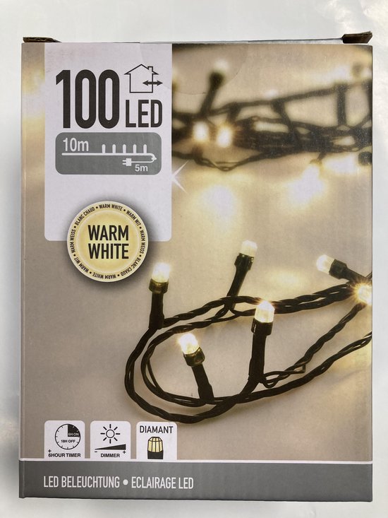 Kerstverlichting 100 LED diamant warm wit met timer en dimmer kerstboom LED...  | bol.com
