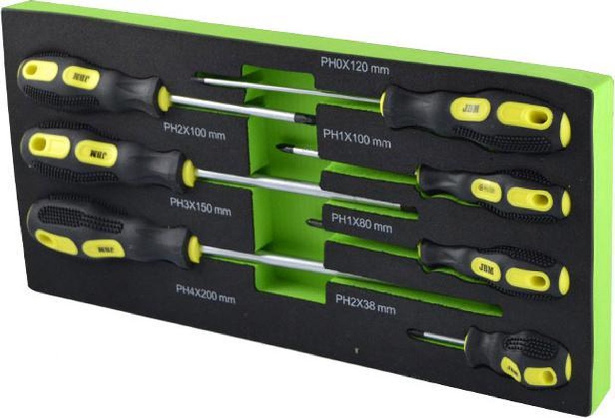 JBM Tools | Set van 7 kruiskop schroevendraaiers | Toevoeging gereedschapskar