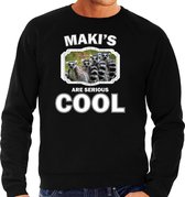 Dieren maki apen sweater zwart heren - makis are serious cool trui - cadeau sweater maki familie/ maki apen liefhebber XL