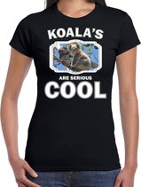 Dieren koalaberen t-shirt zwart dames - koalas are serious cool shirt - cadeau t-shirt koala beer/ koalaberen liefhebber L