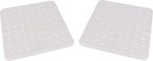 2x Witte anti-slip badmatten/douchematten 45 x 45 cm vierkant - Badkuip mat - Douchecabine mat - Grip mat voor in douche of bad