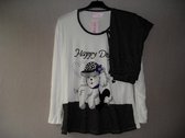 Dames pyjama Fine women met leuk print katoen met polyester zwart L