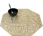 Lucy's Living Luxe placemat LUXY Gold - rond - ∅ 39 cm - pvc - kunststof – goud - achthoek