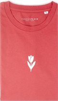 Vintage rood T-shirt - T-Shirt met bloem print - Organisch Katoen - Unisex - Maat S