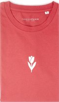 Vintage rood T-shirt - T-Shirt met bloem print - Organisch Katoen - Unisex - Maat XL