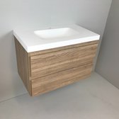 Meuble salle de bain Roble 80cm, aspect chêne avec vasque composite 5cm
