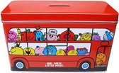 Mr. Men Little Miss Red Bus spaarpot gevuld met mini chocolate chip cookies 150g