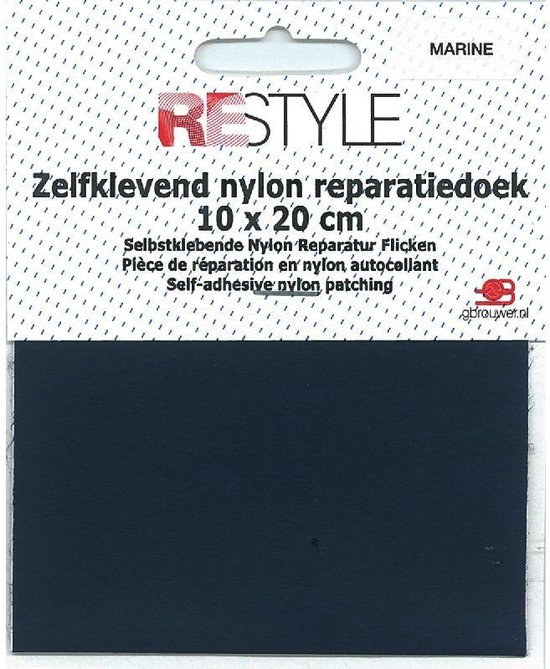 Zelfklevend Nylon Reparatiedoek Donkerblauw- 10 x 20 cm