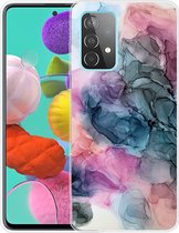 Marmer TPU Back Cover - Samsung Galaxy A72 Hoesje - Blauw / Roze