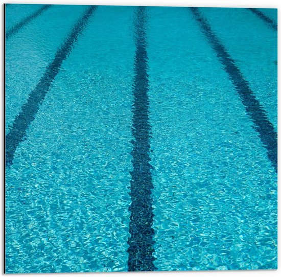 Dibond - Blauwe Zwembadstrepen - 50x50cm Foto op Aluminium (Wanddecoratie van metaal)