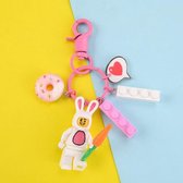 Minifigure sleutelhanger -  Bunny Pink + Compatibel Bricks