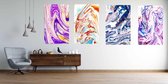 Fluid art. Liquid marble texture with mixed of acrylic orange, blue, purple paints. - Modern Art Canvas - Vertical - 1322418227 - 50*40 Vertical