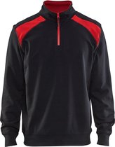 Blaklader Sweatshirt bi-colour met halve rits 3353-1158 - Zwart/Rood - XS
